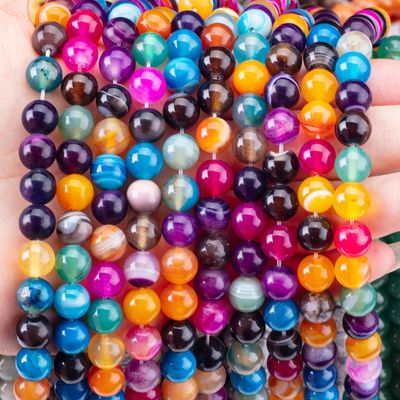 Regenbogen abgestreift Agat Loose Bead Strands Semi Edelstein für DIY Schmuckherstellung