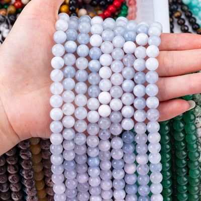 Semi-Edelstein Licht Aquamarin Loose Bead Strands Natürlicher Kristall Edelstein für DIY Schmuckherstellung