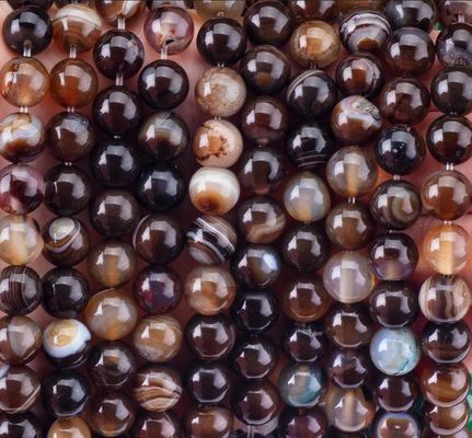 Kaffeestripped Agate Loose Bead Strands Halbedelstein für die DIY Schmuckherstellung