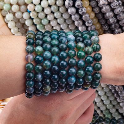 Runde Moos Achat Perle 4mm Edelstein Perlen für DIY Schmuckherstellung