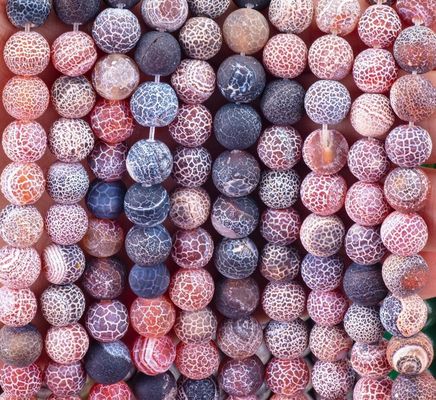 Dream Wettered Agate Loose Bead Strands Semi-Edelstein Matt Frosted Cracked Agate für die DIY Schmuckherstellung