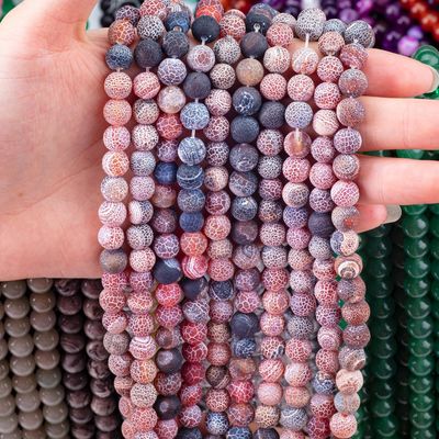 Dream Wettered Agate Loose Bead Strands Semi-Edelstein Matt Frosted Cracked Agate für die DIY Schmuckherstellung