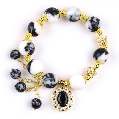 12 mm Schwarz-Weiß Zebra Jaspische Heilperlen Armbänder für Meditation