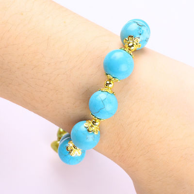 12mm Blau-Turkis-Kristall-Armband Glanzendes Herz-Stretch-Charme-Armband