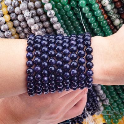 8mm Blaue Sandstein Perlen Heilende Kristallstein Perlen für Schmuck