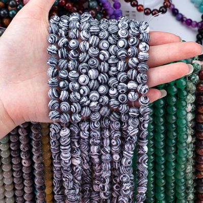 Synthetische Zebra Malachit Loose Bead Strands Weiß und Schwarz Semi-Edelstein für DIY Schmuckherstellung