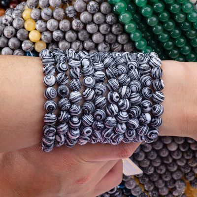 Synthetische Zebra Malachit Loose Bead Strands Weiß und Schwarz Semi-Edelstein für DIY Schmuckherstellung