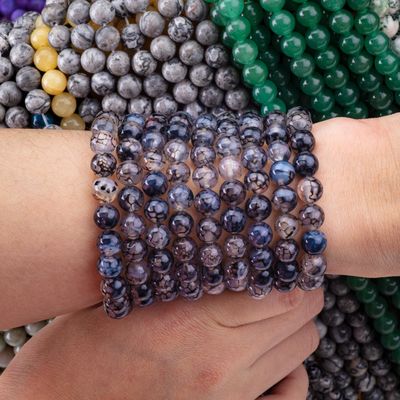 Schwarze Drachenvenen Achat Locker Perlensträhnen Halb-Edelstein für DIY Schmuck