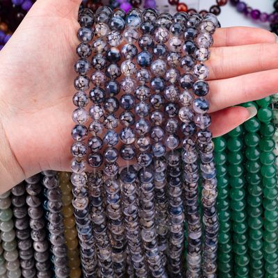 Schwarze Drachenvenen Achat Locker Perlensträhnen Halb-Edelstein für DIY Schmuck