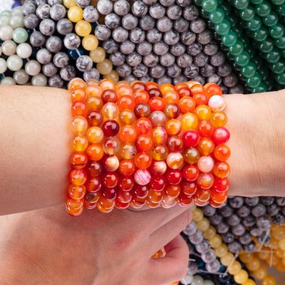 Orange gestreifter Achat Loose Bead Strands Semi-Edelstein für die DIY-Schmuckherstellung
