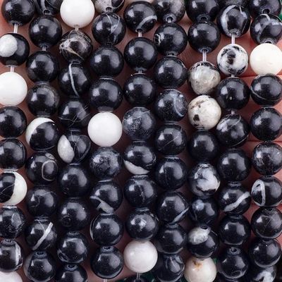 8mm Schwarze Zebra Jaspische Edelstein Perlen Heilende Kristallstein Perlen für Schmuck