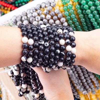 8mm Schwarze Zebra Jaspische Edelstein Perlen Heilende Kristallstein Perlen für Schmuck