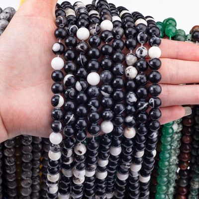 8mm Schwarze Zebra Jaspische Edelstein Perlen Heilende Kristallstein Perlen für Schmuck