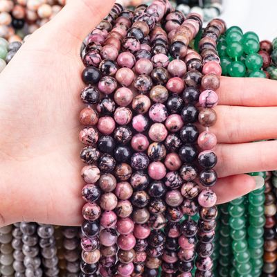 8mm schwarze Streifen Rhodocrosit Edelstein Perlen Heilende Kristallstein Perlen für Schmuck