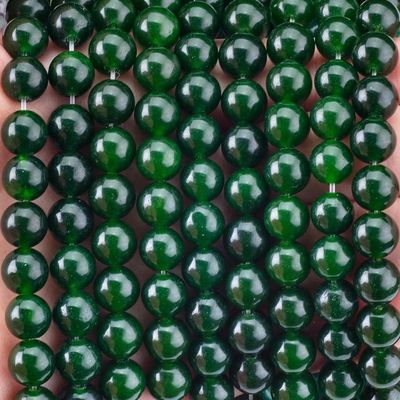 8MM schwarzgrüner Jade poliert glatte runde Form Massenperlen für Perlen Schmuckherstellung