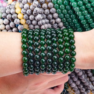 8MM schwarzgrüner Jade poliert glatte runde Form Massenperlen für Perlen Schmuckherstellung