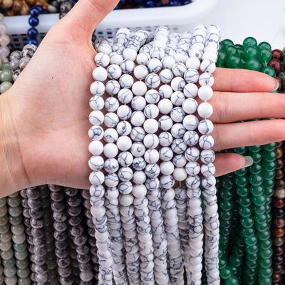 Kristallstein 8MM Howlit Rundform Edelstein Locker Perle Für Armband Halskette Herstellung