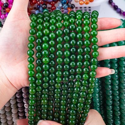 Grüne Jade Loose Bulk Round Bead Custom Multi-Size Bead für die Schmuckherstellung