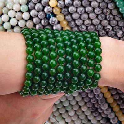Grüne Jade Loose Bulk Round Bead Custom Multi-Size Bead für die Schmuckherstellung