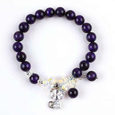Lila Tiger-Auge Halbedelstein-Armbänder 8mm Perlen Handgemachte Edelstein-Armbänder