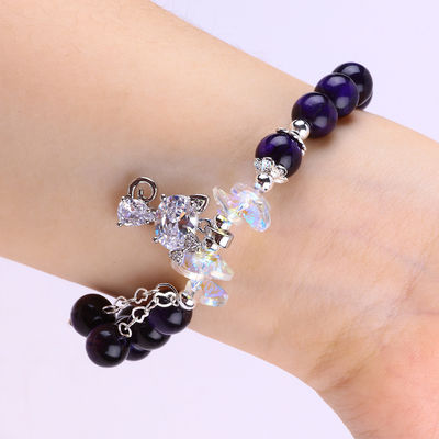 Lila Tiger-Auge Halbedelstein-Armbänder 8mm Perlen Handgemachte Edelstein-Armbänder