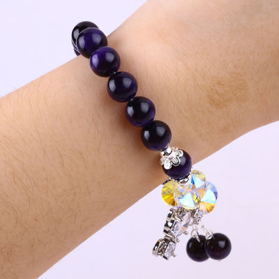 Lila Tiger-Auge Halbedelstein-Armbänder 8mm Perlen Handgemachte Edelstein-Armbänder