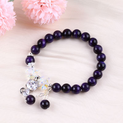Lila Tiger-Auge Halbedelstein-Armbänder 8mm Perlen Handgemachte Edelstein-Armbänder