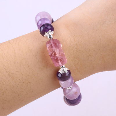 14mm lila Mica Armband Fluorit Pixiu Stretch Perle Armband bringt Glücks Glück