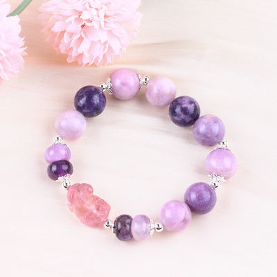 14mm lila Mica Armband Fluorit Pixiu Stretch Perle Armband bringt Glücks Glück