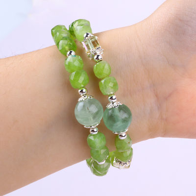 Quadratische Vielfältigkeitsperle Peridot Armband Original Kristall Armband OEM ODM