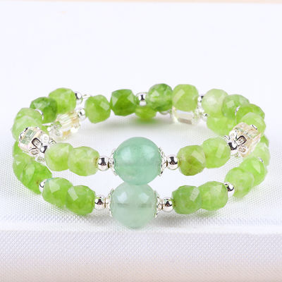 Quadratische Vielfältigkeitsperle Peridot Armband Original Kristall Armband OEM ODM