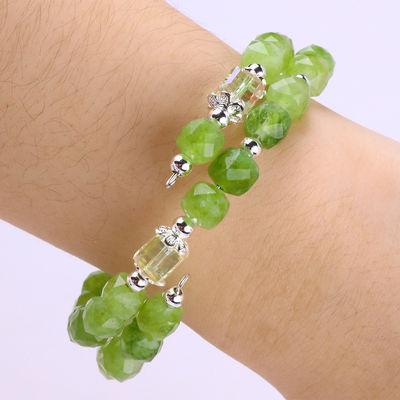Quadratische Vielfältigkeitsperle Peridot Armband Original Kristall Armband OEM ODM