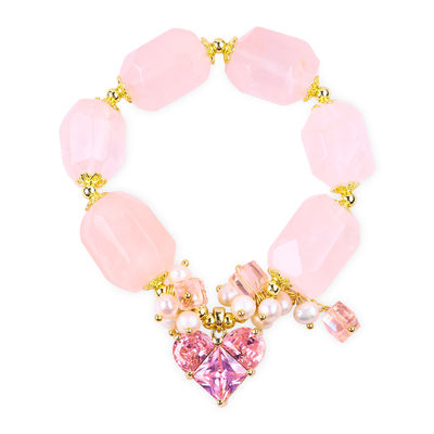 Handgefertigt Edelstein Armband Verstellbares Charme Rose Quarz Armband Naturstein Perlen Schmuck für die Party täglich zu tragen