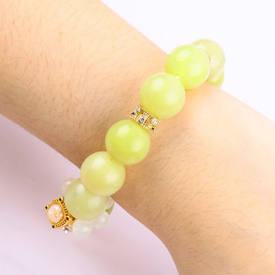 Handgefertigt Edelstein Perlen Armband Zitrone Jade Stein Armband Verstellbares Peel Charms Armband Für die Party täglich tragen