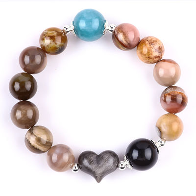Handgefertigt Edelstein Perlen Armband Naturförmiges Holz Stein Armband Verstellbares Peel Charms Armband Für die Party täglich