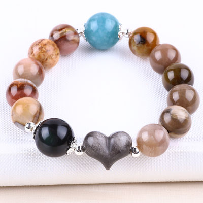 Handgefertigt Edelstein Perlen Armband Naturförmiges Holz Stein Armband Verstellbares Peel Charms Armband Für die Party täglich