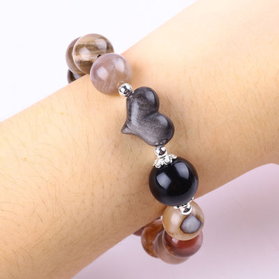 Handgefertigt Edelstein Perlen Armband Naturförmiges Holz Stein Armband Verstellbares Peel Charms Armband Für die Party täglich