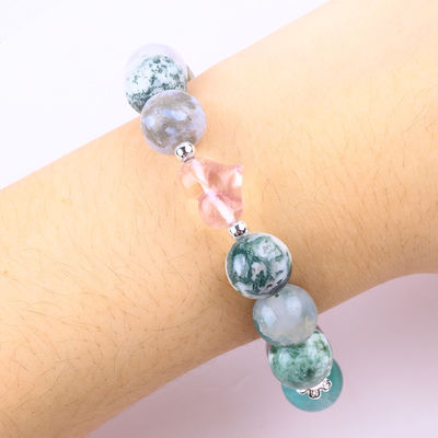 Handgefertigt Edelstein Perlen Armband Naturförmiges Holz Stein Armband Verstellbares Herz Charms Armband Für die Party täglich