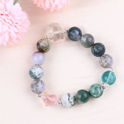 Handgefertigt Edelstein Perlen Armband Naturförmiges Holz Stein Armband Verstellbares Herz Charms Armband Für die Party täglich