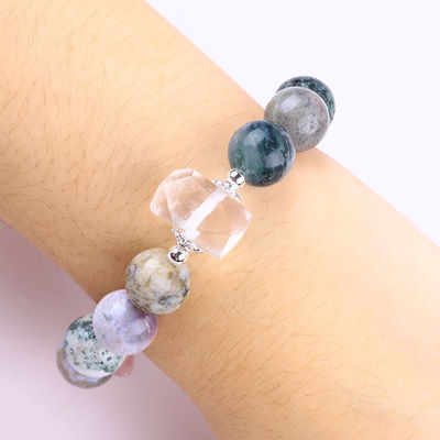 Handgefertigt Edelstein Perlen Armband Naturförmiges Holz Stein Armband Verstellbares Herz Charms Armband Für die Party täglich