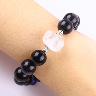 Handgefertigt Edelstein Perlen Armband Natur Silber Glanz Obsidian Stein Armband Verstellbares Herz Zauber Armband Für die Party