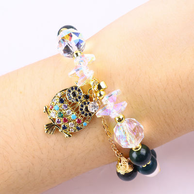 Handgefertigt Edelstein Perlen Armband Natürliche Indische Achat Stein Armband Einstellbare Eule Charms Armband Für die Party täglich