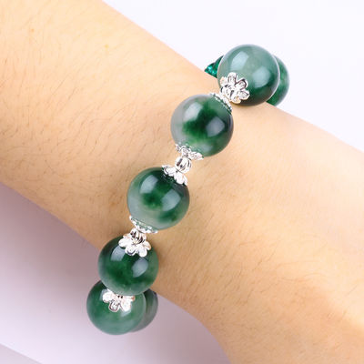 Handgefertigtes Edelstein-Perlen-Armband Grünes Chalzedon-Stein-Armband Verstellbares Peel-Charm-Armband Für das tägliche Tragen