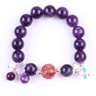 Handgefertigt Edelstein Perlen Armband Dunkler Amethyst Stein Armband Verstellbares Peel Charms Armband Für die Party täglich tragen