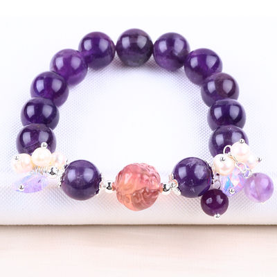 Handgefertigt Edelstein Perlen Armband Dunkler Amethyst Stein Armband Verstellbares Peel Charms Armband Für die Party täglich tragen