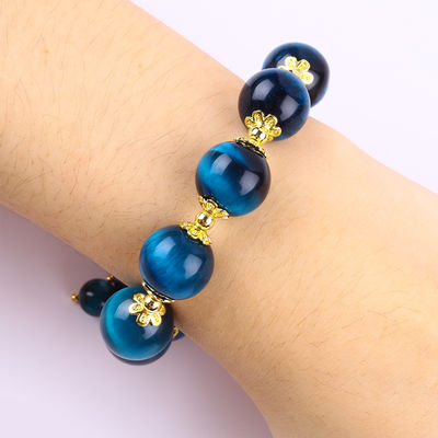 Handgefertigt Edelstein Perlen Armband Naturblau Tiger Auge Stein Armband Einstellbares Herz Zauber Armband Für die Party