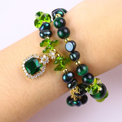 Handgefertigt Edelstein Perlen Armband Natürliches Grünes Tiger Auge Stein Armband Verstellbare Zauber Armband Für die Party täglich Wir