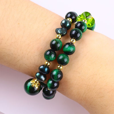 Handgefertigt Edelstein Perlen Armband Natürliches Grünes Tiger Auge Stein Armband Verstellbare Zauber Armband Für die Party täglich Wir