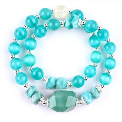 Handgefertigtes Edelstein-Perlen-Armband Grünes Katzen-Auge Stein-Armband Verstellbarer Felsen-Zauber-Armband Für das tägliche Tragen