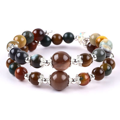 Handgefertigtes Edelstein-Perlen-Armband Natur-indisches Achat-Stein-Armband Verstellbares Zauber-Armband Für die Party täglich zu tragen